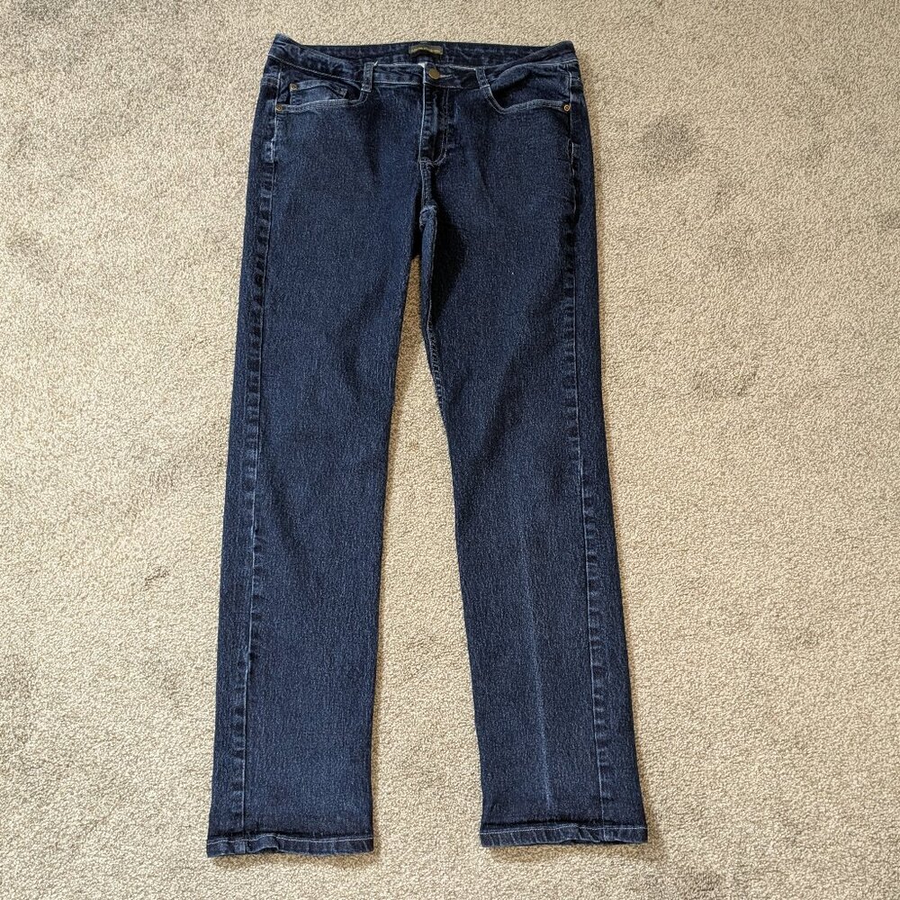 APPAREL COLLECTION Blue Stretch Denim Mid-Rise Straight Jeans; Size 34R